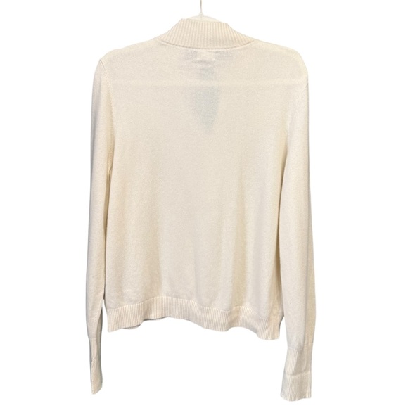 Tory Burch Cashmere Ruffle Trim Half-Zip Pullover Women’s Sweater New Ivory L - Picture 7 of 7